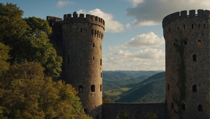 An ancient archer tower surrounded by lush greenery enchants all