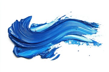 Blue Paint Smear. Brush Stroke Stain Design on White Background