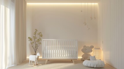 Minimalist nursery, soft lighting