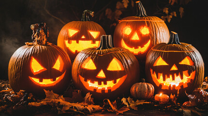 Fototapeta premium A Halloween party featuring a spooky karaoke night with Halloween songs.