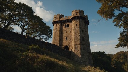 An ancient archer tower with intricate carvings and details