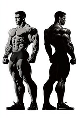 Fototapeta premium Bodybuilding Silhouette. Man in Strong Pose Illustration for Sport Competition