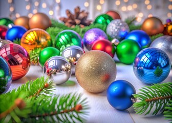 Christmas-Themed 3D Rendering with White Backdrop and Festive Decorations for Holiday Celebrations