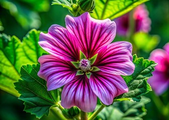 Obraz premium Close-Up Aerial Photography of Mallow Flower in Bloom - Nature's Beauty Revealed