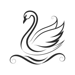 Elegant Swan Minimalist Line Art Vector for Logos and Wedding Invitations