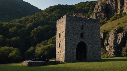 An archer tower bathed in sunset creates a magical atmosphere