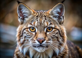 Naklejka premium Close-Up Long Exposure of a Bobcat Face with Mesmerizing Eyes for Wildlife Photography