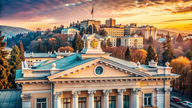 Vintage Style Photography of VTB Bank Logo on Building in Sochi, Russia