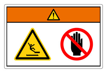 Warning Falling Of Saw Moving Hazard Do Not Touch Symbol Sign, Vector Illustration, Isolate On White Background Label. EPS10