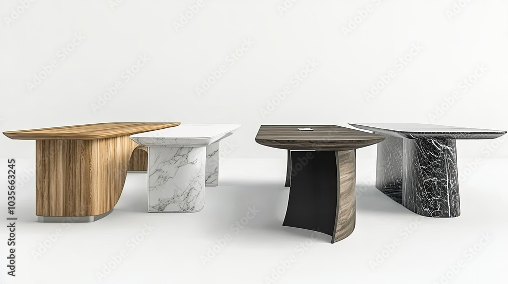 Poster modern office conference tables displayed in a bright workspace generative ai