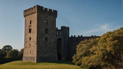 An elegant archer tower surrounded by blooming flowers enchants visitors