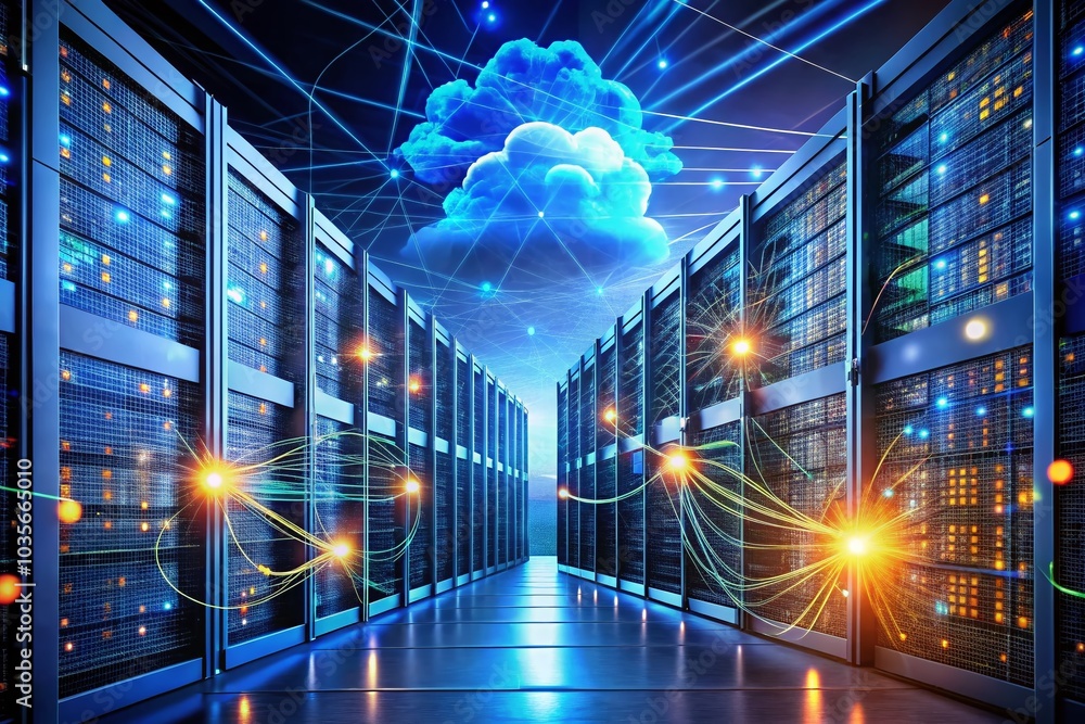 Poster cloud computing network server for data upload and storage backup solutions