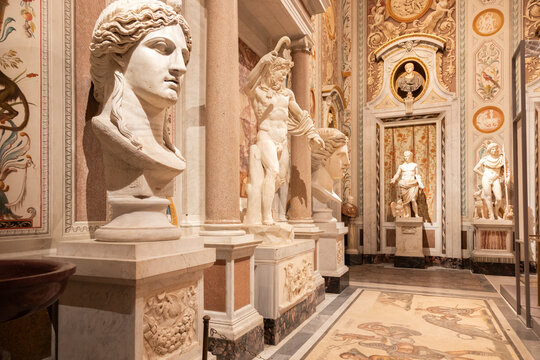 Rome, Italy - 28 December 2023: Galleria Borghese - Borghese Gallery - ancient art museum interior, nobody