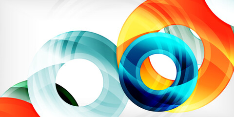 Bright colorful circles with light effects. Abstract background