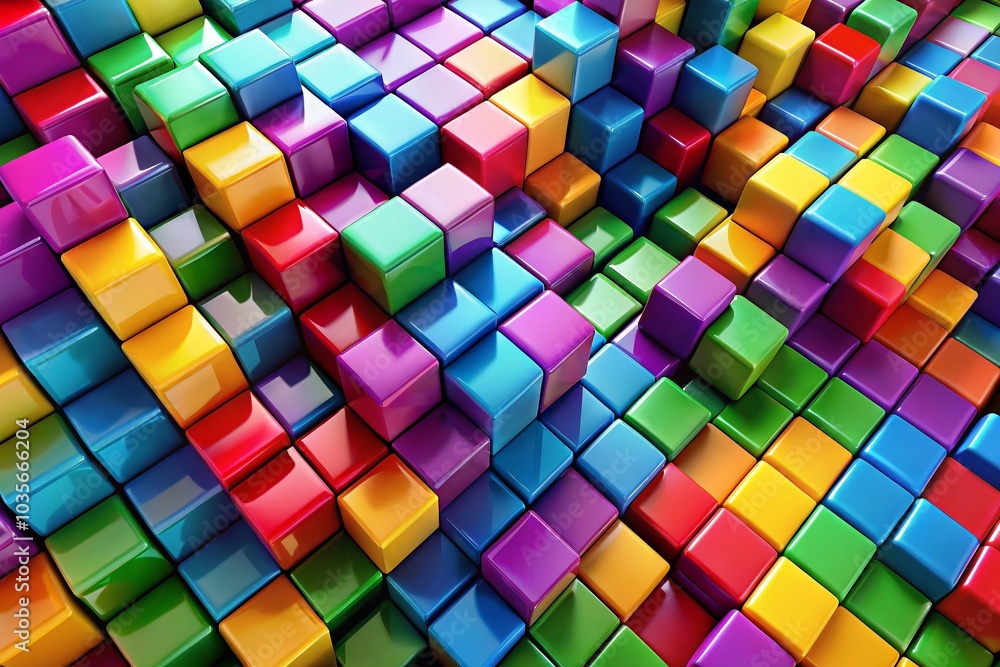 Poster colorful blocks illustration with high dynamic range for creative projects and designs