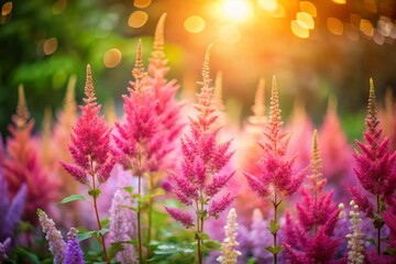 Obraz premium Colorful Blurred Astilba Flowers in Vibrant Landscape Photography