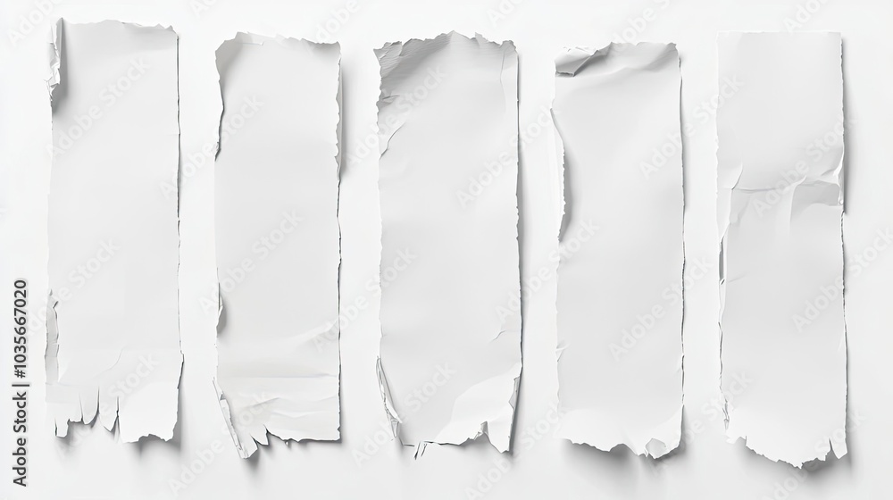 Poster torn white papers arranged on a flat surface highlight texture generative ai