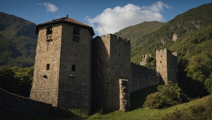 Fototapeta premium An enchanting archer tower hidden in the mist