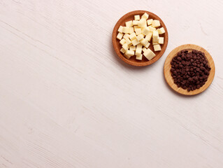 menu snack ingredient photo chocolate chips strawberry walnut cheese dessert sweet food kitchen set