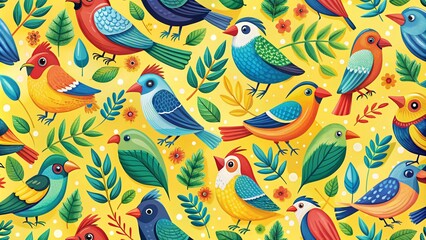 Colorful Funny Birds Seamless Pattern for Home Decor and Fashion Design