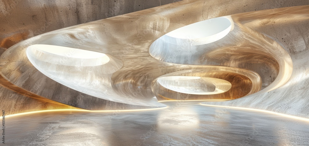 Aufkleber a modern interior with smooth curves and soft natural light, creating an elegant and contemporary sp