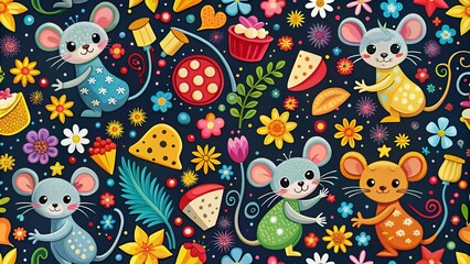 Fototapeta premium Colorful Mouse Patterns for Children's Decor and Crafts