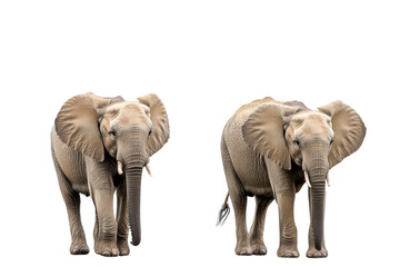 Obraz premium A Majestic Family of Elephants Walking Gracefully on a transparent Background, Perfect for Wildlife Conservation and Nature Projects