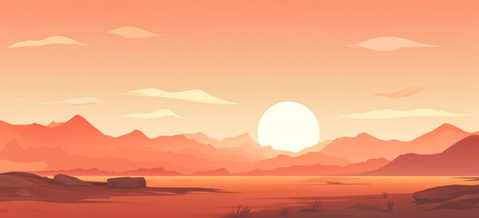Obraz premium Sunrise over the mountains vector flat design 