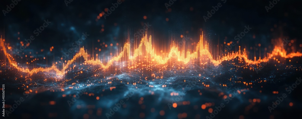 Poster vibrant energy waves pulsating with dynamic motion