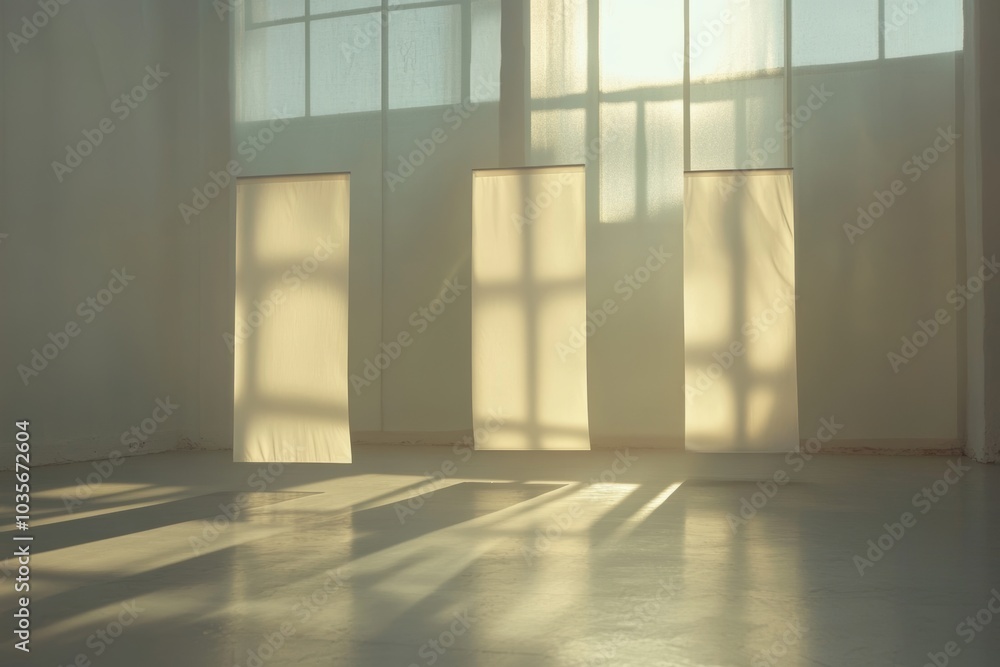 Poster an empty retractable banner is displayed on a white backdrop in this 3d rendering