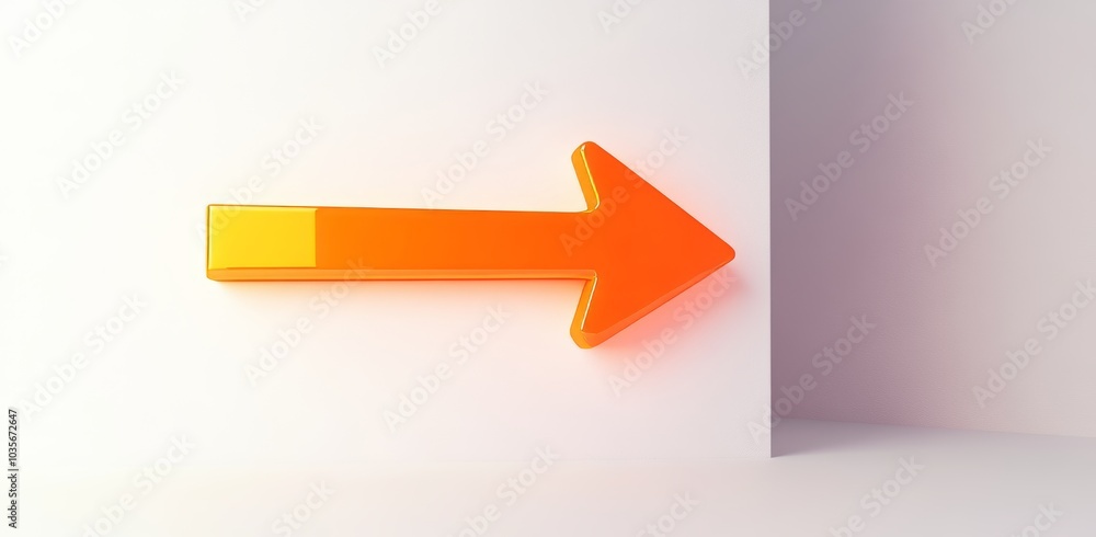 Poster the 3d rendering of the orange arrow pointing upwards on a white background.