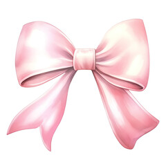 Elegant pink satin bow illustration on a white background, perfect for gift, fashion, and decoration designs. High-quality digital artwork.