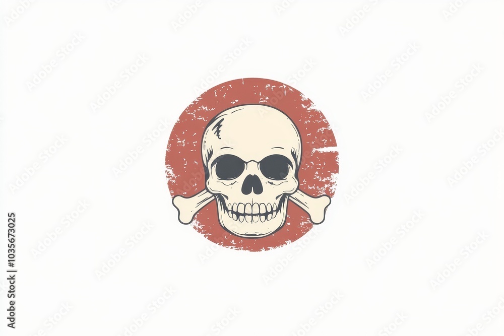 Poster the skull and crossbones symbol on white background. concept of cybersecurity through 3d rendering.