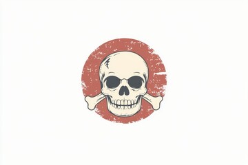 The skull and crossbones symbol on white background. Concept of cybersecurity through 3D rendering.