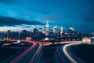 _ . Long Exposure Over City Skyline - Capture the trails of movi