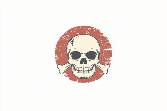 The skull and crossbones symbol on white background. Concept of cybersecurity through 3D rendering. - Powered by Adobe