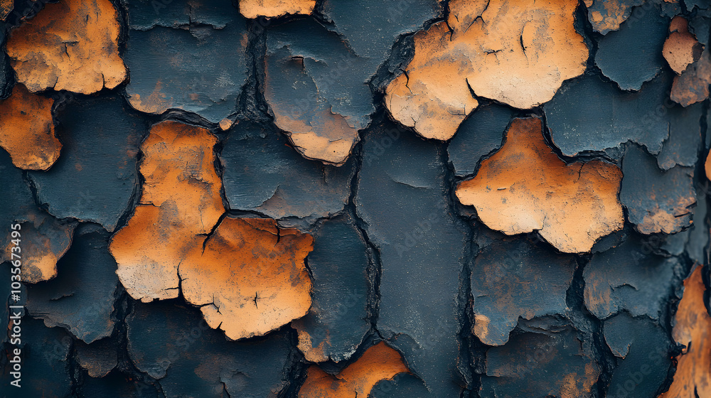 Poster close-up of a textured tree trunk with detailed bark patterns against a natural background
