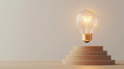 Light bulb with a staircase, representing stepbystep growth, flat design illustration
