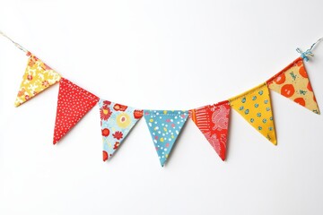 Fototapeta premium Bunting Flags. Festive Banner Flags with White Background for Birthday Celebrations