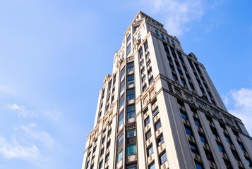 Fototapeta premium Art Deco Skyscraper A classic ornate skyscraper with a distincti
