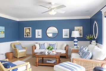 Coastal Retreat Light and airy space with nautical accents blue
