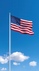 Naklejka premium American flag waving in the wind on a sunny day