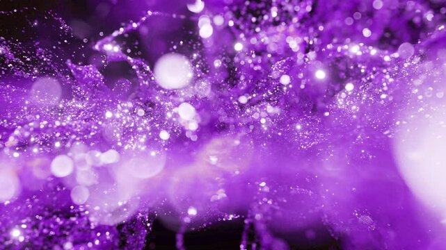 Slow-motion blue glitter backdrop with blue particles drifting gracefully against a dark background. 4K animation