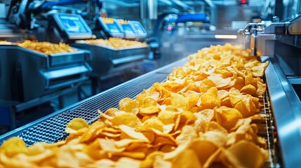 Fototapeta premium Potato Chips Production Line: A Glimpse into the Factory
