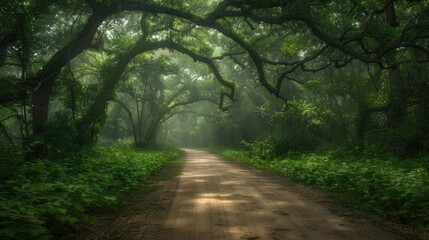 A Dusty Forest Path, Misty and Mystical