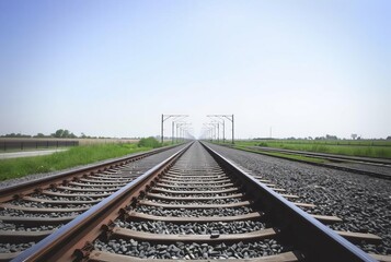 Railway Tracks Converging lines of railway tracks leading toward