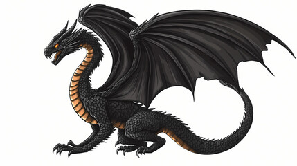 Obraz premium Dragon isolated on transparent background png. Winged Serpent. Illustration