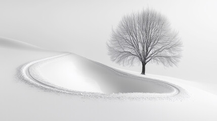 Snowy Mountain. Snow landscape decoration, frozen hills. White snow covered hill with a few small snow piles. Empty snow banks field. background. Christmas illustration.