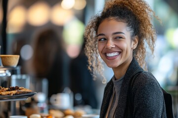 Executive having a coffee break at work, Generative AI