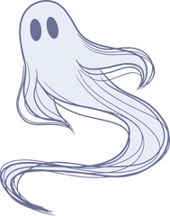 Cartoon flat hand drawn ghost. Spooky Halloween symbol icon.